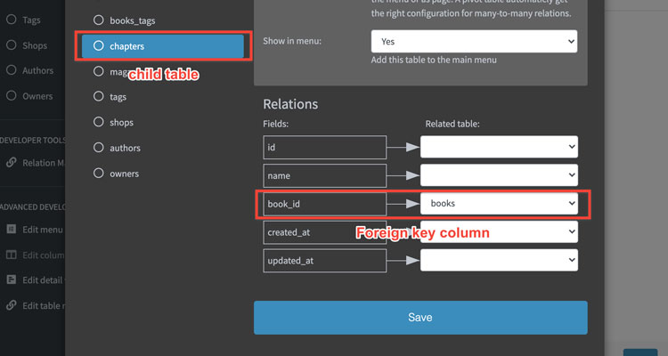 foreign key relation manager